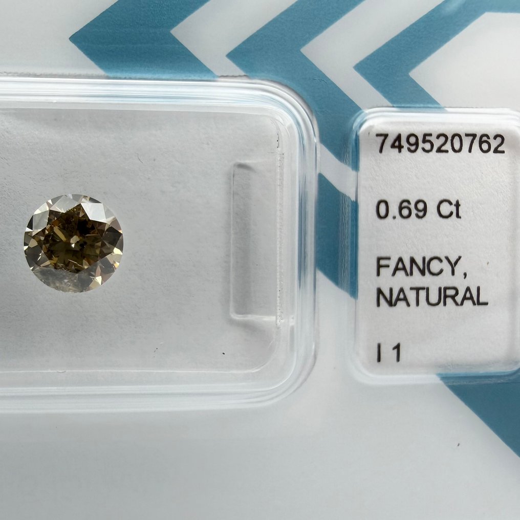没有保留价 - 1 pcs 钻石  (天然色彩的)  - 0.69 ct - 圆形 - Fancy 棕色, 黄色 - I1 内含一级 - 国际宝石研究院（IGI） #3.2