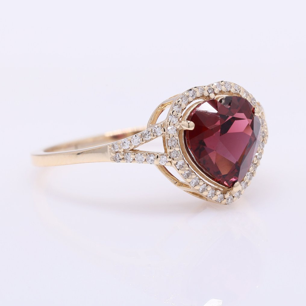 没有保留价 - 戒指 - 14K包金 黄金 -  2.38ct. tw. 石榴石 - 钻石 #1.0