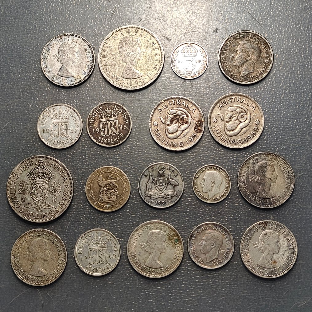澳大利亞, 英國. 喬治六世. Lote de 18 monedas  (沒有保留價) #1.0