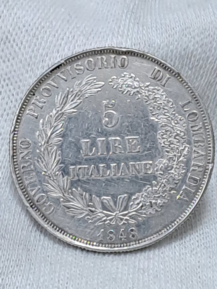 意大利，伦巴第-维内蒂亚王国 5 Lire 1848  (没有保留价) #1.0