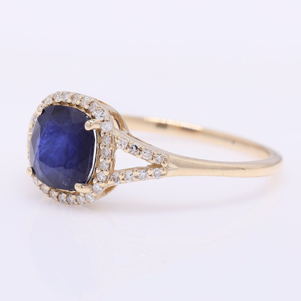 没有保留价 - 戒指 - 14K包金 黄金 -  1.52ct. tw. 蓝宝石 - 钻石 #2.1