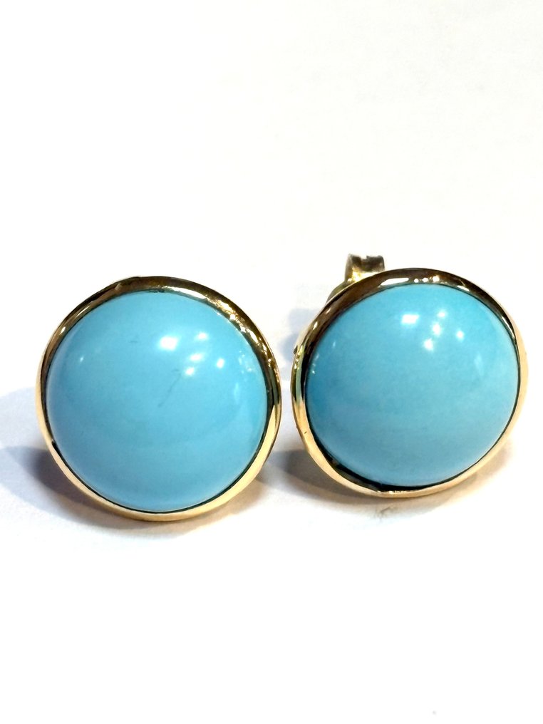 沒有保留價 - 耳環 - 18 克拉 黃金 綠松石 - 綠松石 #2.1