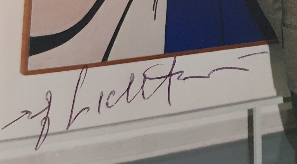 Signed; Roy Lichtenstein - artcard (signed from Roy Lichtenstein & framed) & book "Roy Lichtenstein - Le parti commoniste" - 1995 #2.1