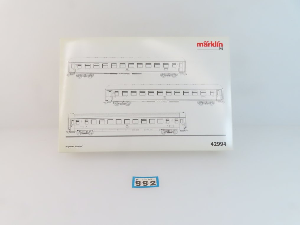 Märklin H0 - Σετ επιβατικού τρένου μοντελισμού (1) - Σετ τριών επιβατικών βαγονιών «Sudwind» με ταχεία βαγόνια 4 αξόνων 2ης τάξης. - DB #3.2