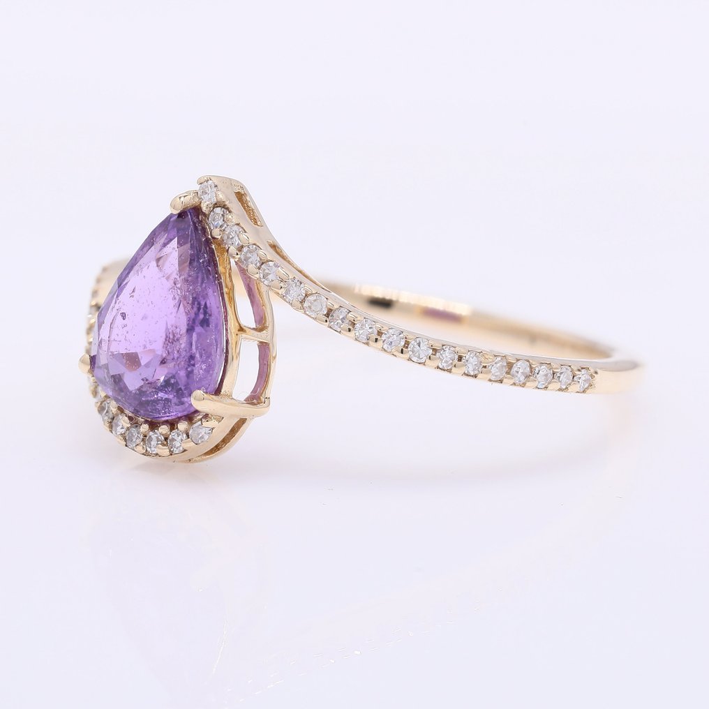 沒有保留價 - 戒指 - 14 克拉 黃金 -  1.42ct. tw. 藍寶石 - 鉆石 #2.1