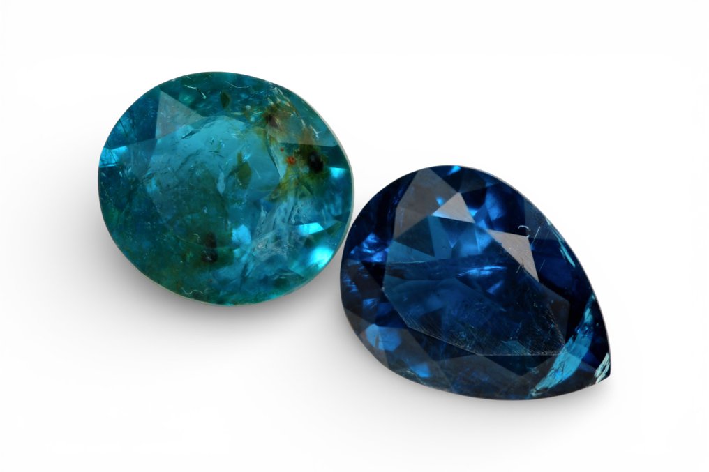 χωρίς τιμή ασφαλείας - 2 pcs Πράσινο, Μπλε Απατίτης - 7.28 ct - Instituto Gemólogico Español (IGE) #2.1