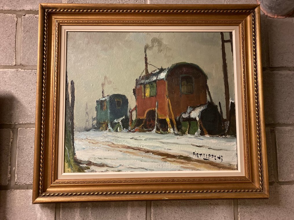 Piet Lippens (1890-1981) - Woonwagens in de winter #1.0
