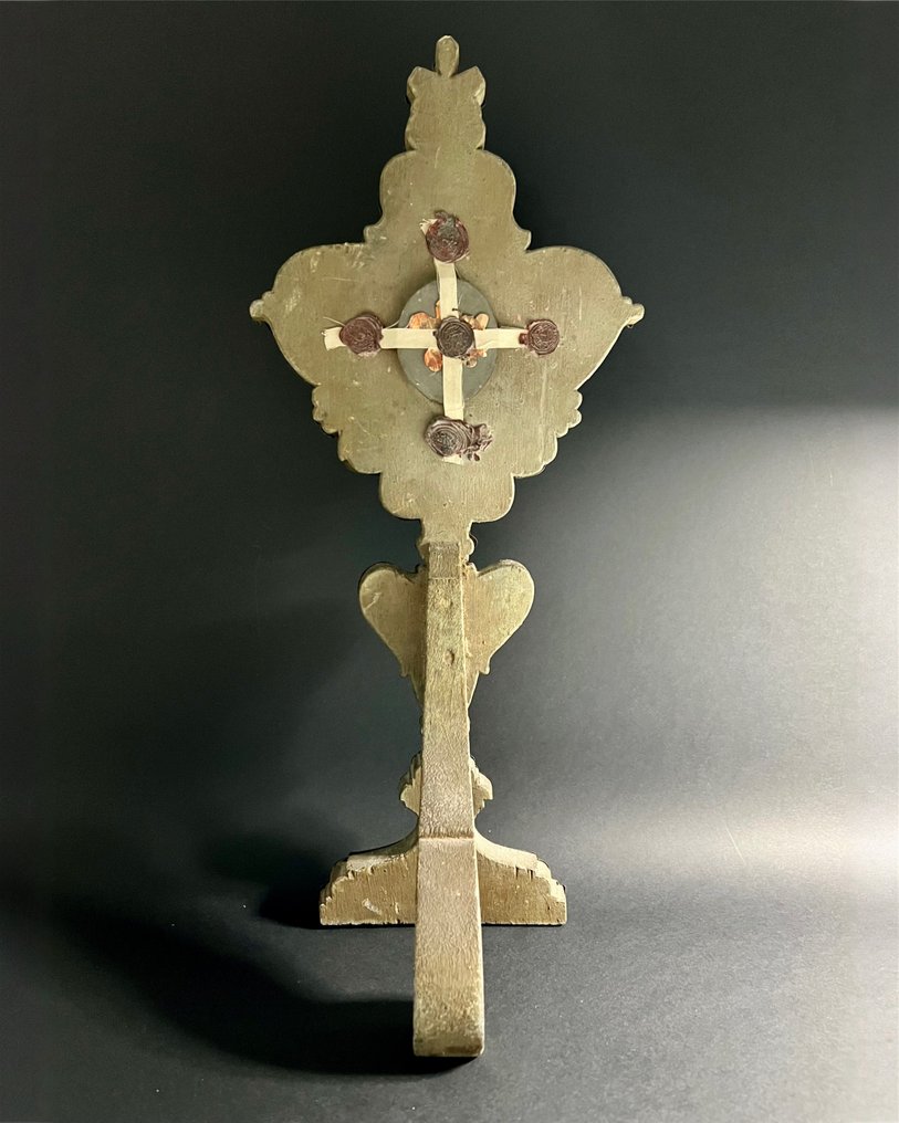  聖物匣 - 木, 黃銅 - 1850-1900 - 圣体托盘 - 我们主耶稣基督的圣十字架  #1.0