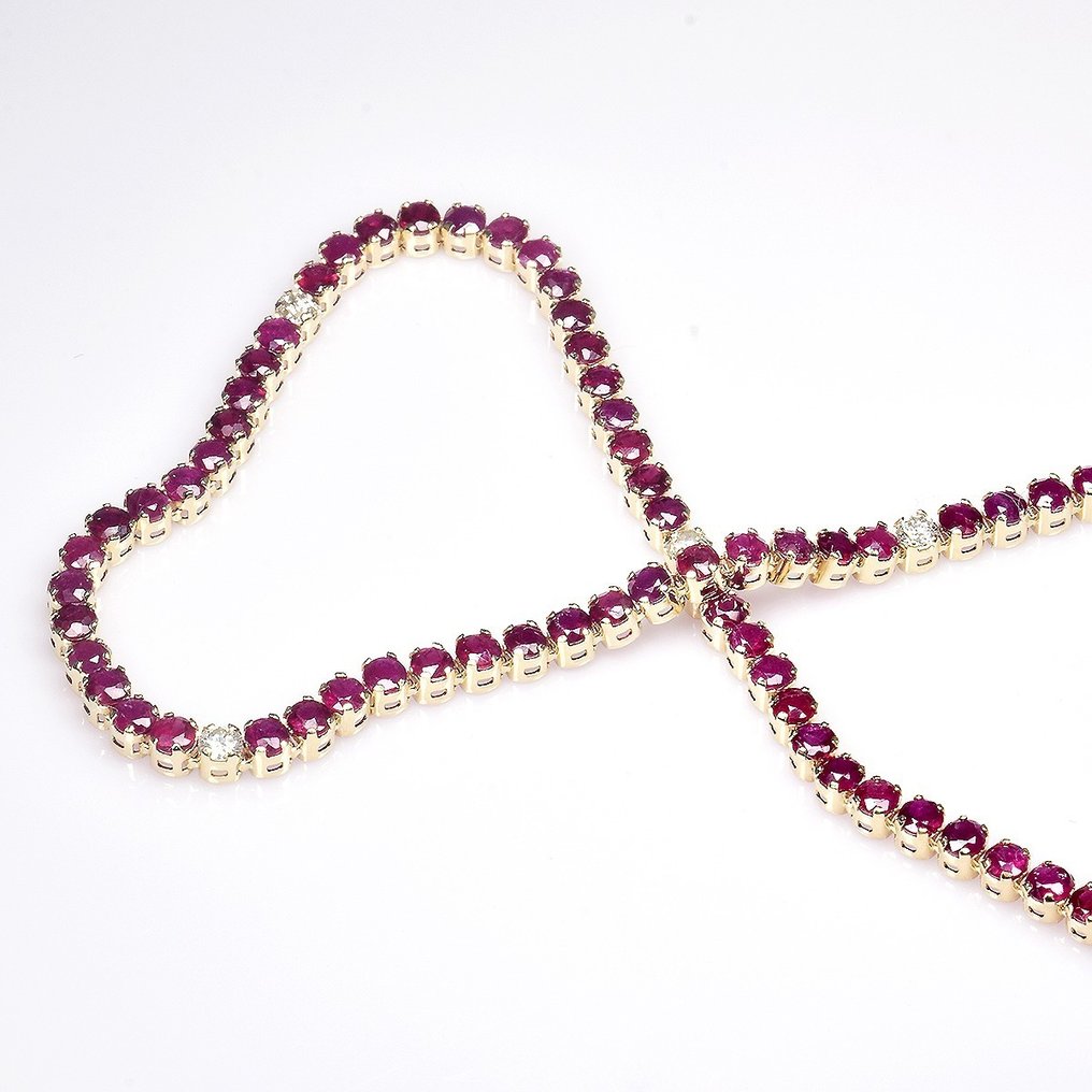 χωρίς τιμή ασφαλείας - Βραχιόλι - 14 καράτια Κίτρινο χρυσό -  2.10ct. tw. Ρουμπίνι - Διαμάντι - Μοζαμβίκη Πουλιά Αίμα #4.3