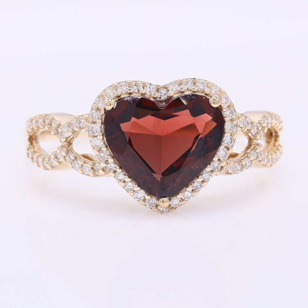 没有保留价 - 戒指 - 14K包金 黄金 -  2.21ct. tw. 石榴石 - 钻石 #1.0