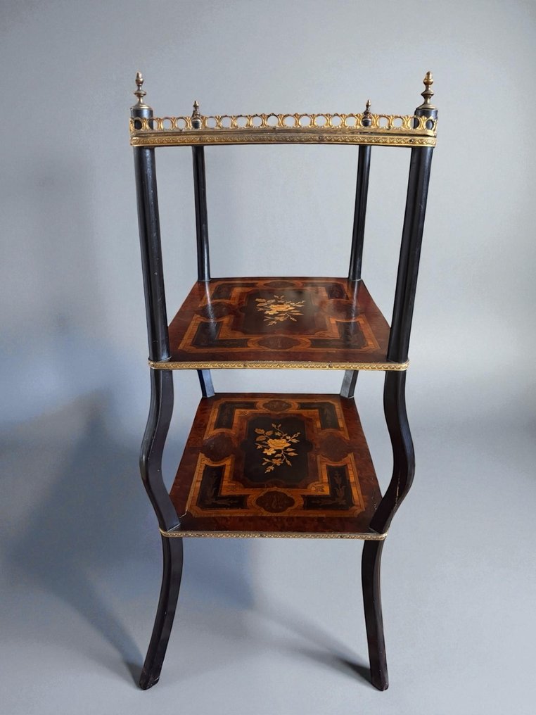 作摆设的小桌子 - 19e - Marqueterie florale, 镀金黄铜 - Sellette Napoléon III #2.1