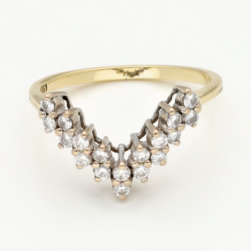 Δαχτυλίδι - 18 καράτια Κίτρινο χρυσό, Λευκός χρυσός Διαμάντι (Φυσικό)  #1.0