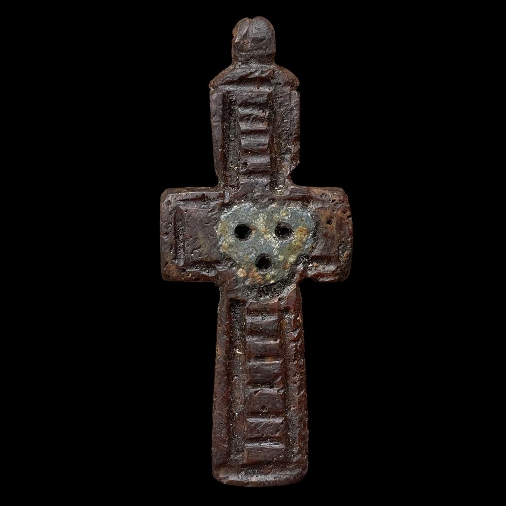 拜占庭时期 罕见的中世纪骨骼十字吊坠 十字架 - 59 mm  (没有保留价) #1.0