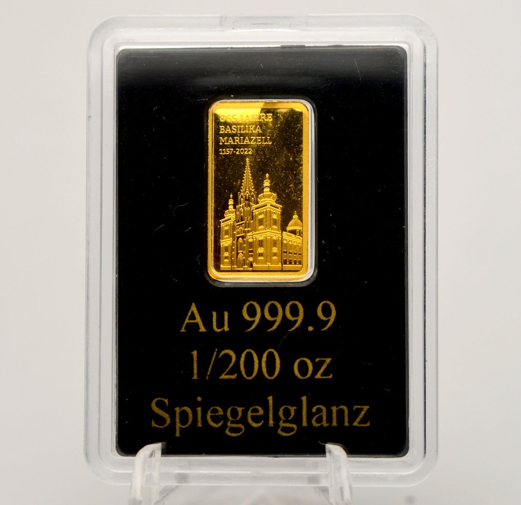 Østrig. Medal Basilika Mariazell 2022  - Bar Ingot - 1/200oz (.999)  (Ingen mindstepris) #1.0