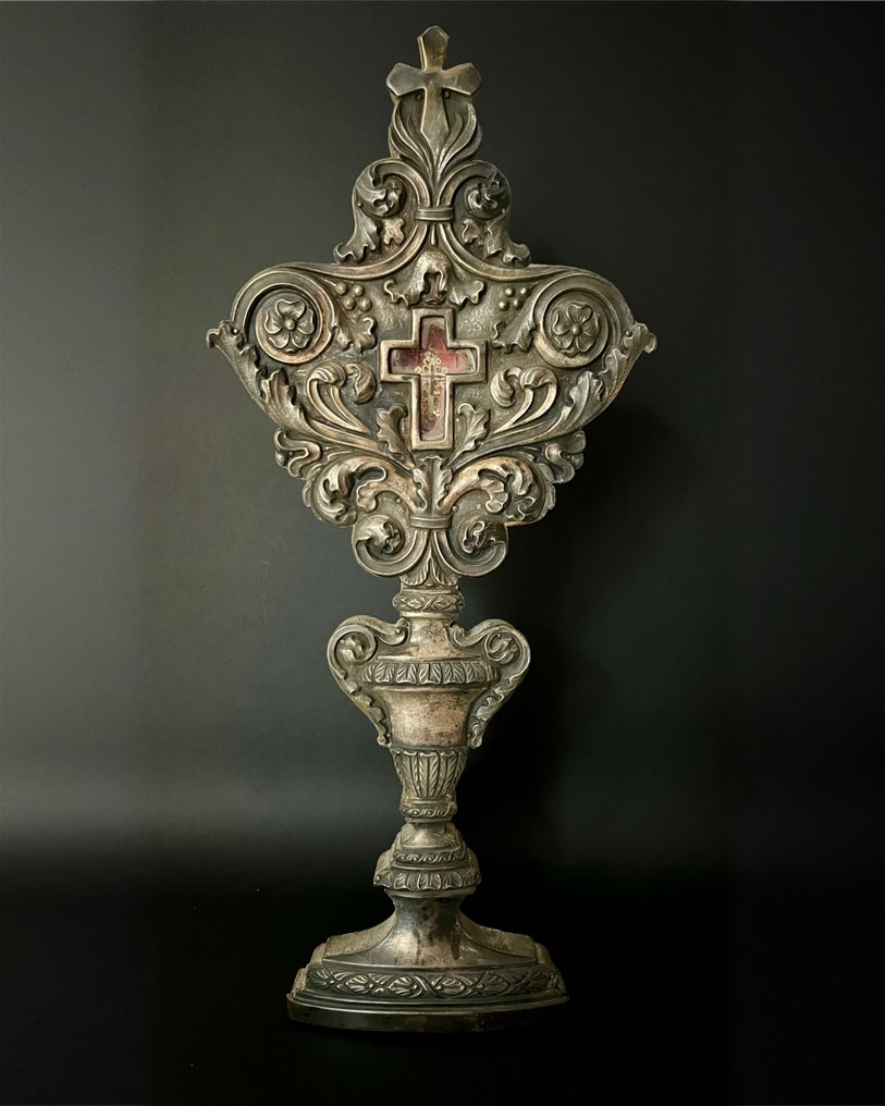  聖物匣 - 木, 黃銅 - 1850-1900 - 圣体托盘 - 我们主耶稣基督的圣十字架  #1.0