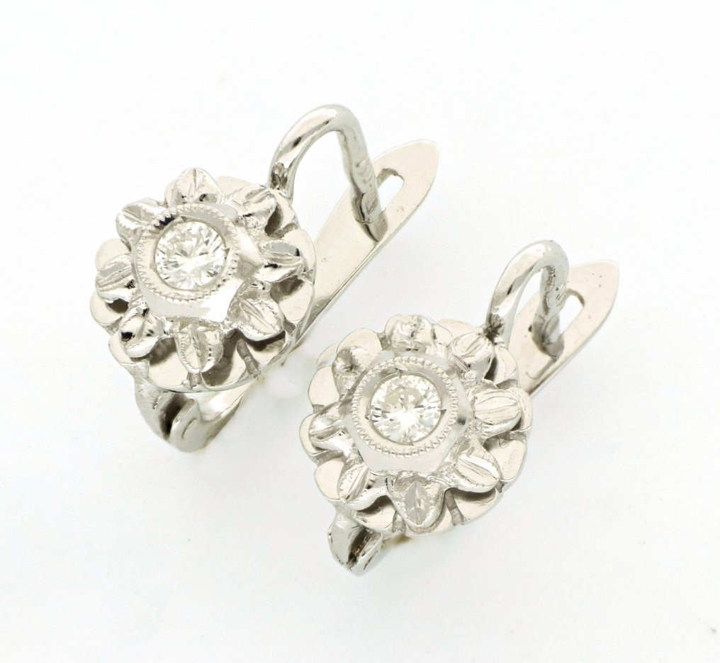 χωρίς τιμή ασφαλείας - Σκουλαρίκια - 18 καράτια Λευκός χρυσός -  0.25ct. tw. Διαμάντι (Φυσικό)  #3.2