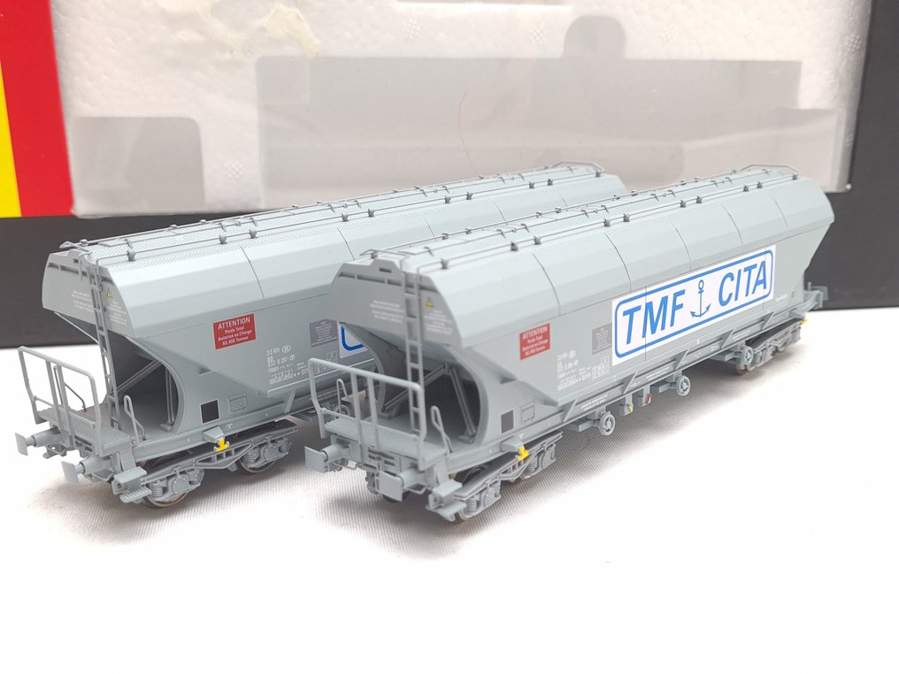 B-Models H0 - 45.303 - Σετ τρένου μοντελισμού μεταφοράς εμπορευμάτων (1) - 2-τεμαχικό σετ graanwagens 'TMF CITA' - NMBS #1.0