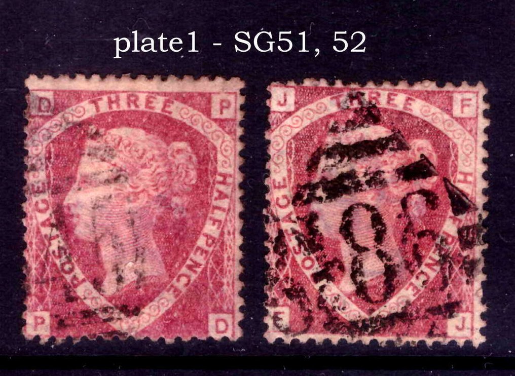 Μεγάλη Βρετανία 1870/1874 - σετ πιάτων και σκιάδων - Stanley Gibbons 51/52 #1.0