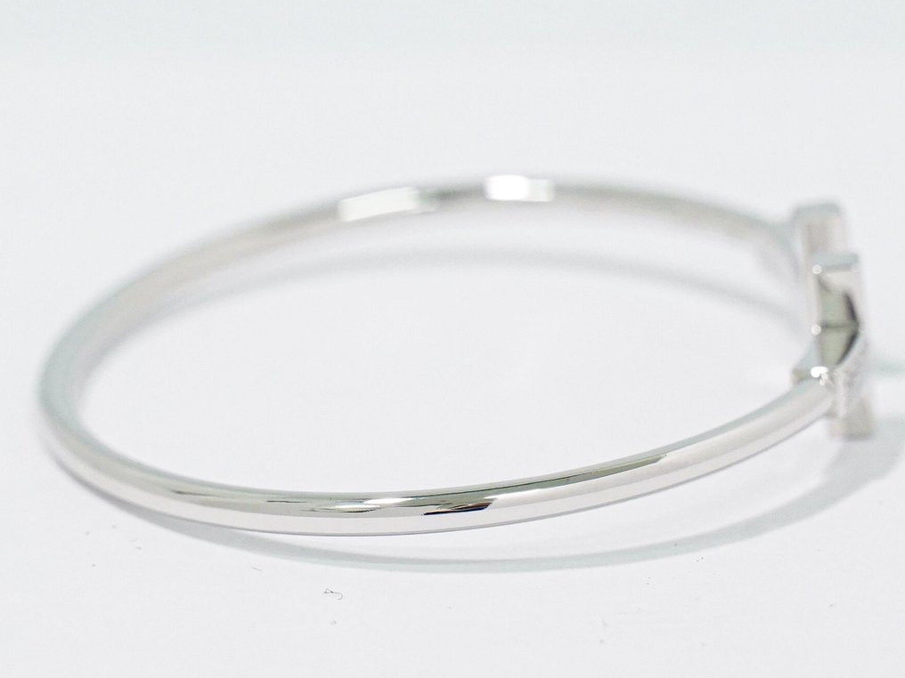 Tiffany & Co. - 手鈪 - T Wire - 18 克拉 白金 鉆石 (天然)  - 綠松石 #3.2