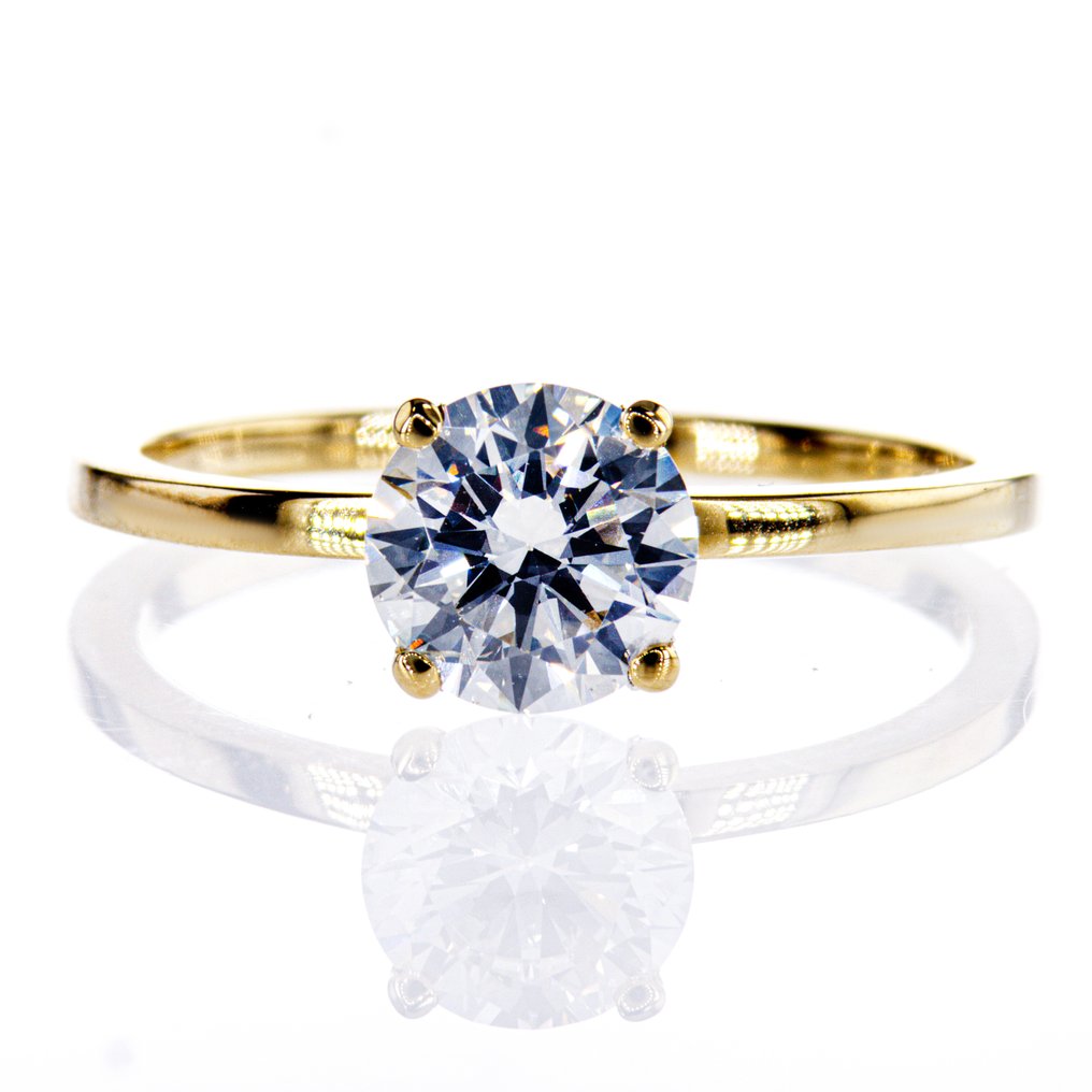 沒有保留價 - 訂婚戒指 - 14 克拉 黃金 -  1.10ct. tw. 鉆石 (天然) #1.0