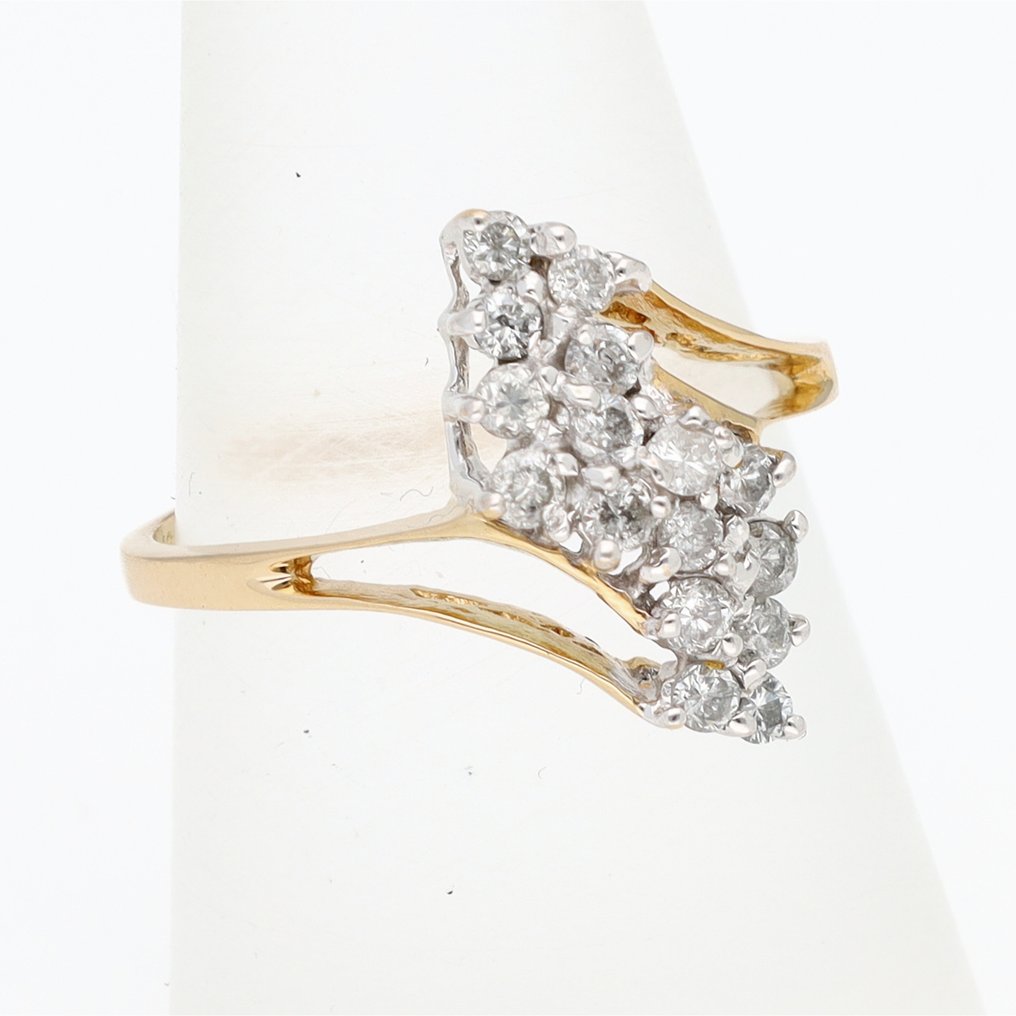 Ring - 18 karaat Geel goud, Witgoud Diamant (Natuurlijk)  #3.2