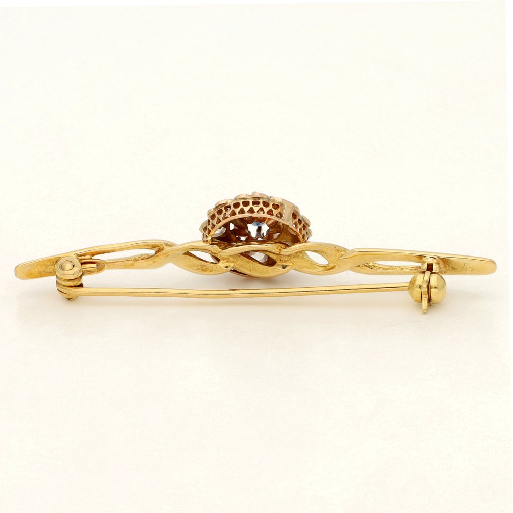 Brosje - 18 karat Gull - Diamant - Saffier #2.1