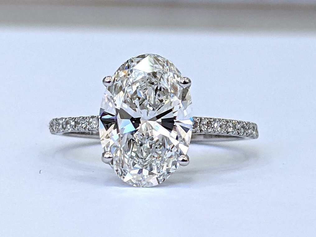 沒有保留價 - 戒指 - 18 克拉 白金 - 3.22ct. tw. 鉆石 (實驗室培育) - 鉆石 #4.3