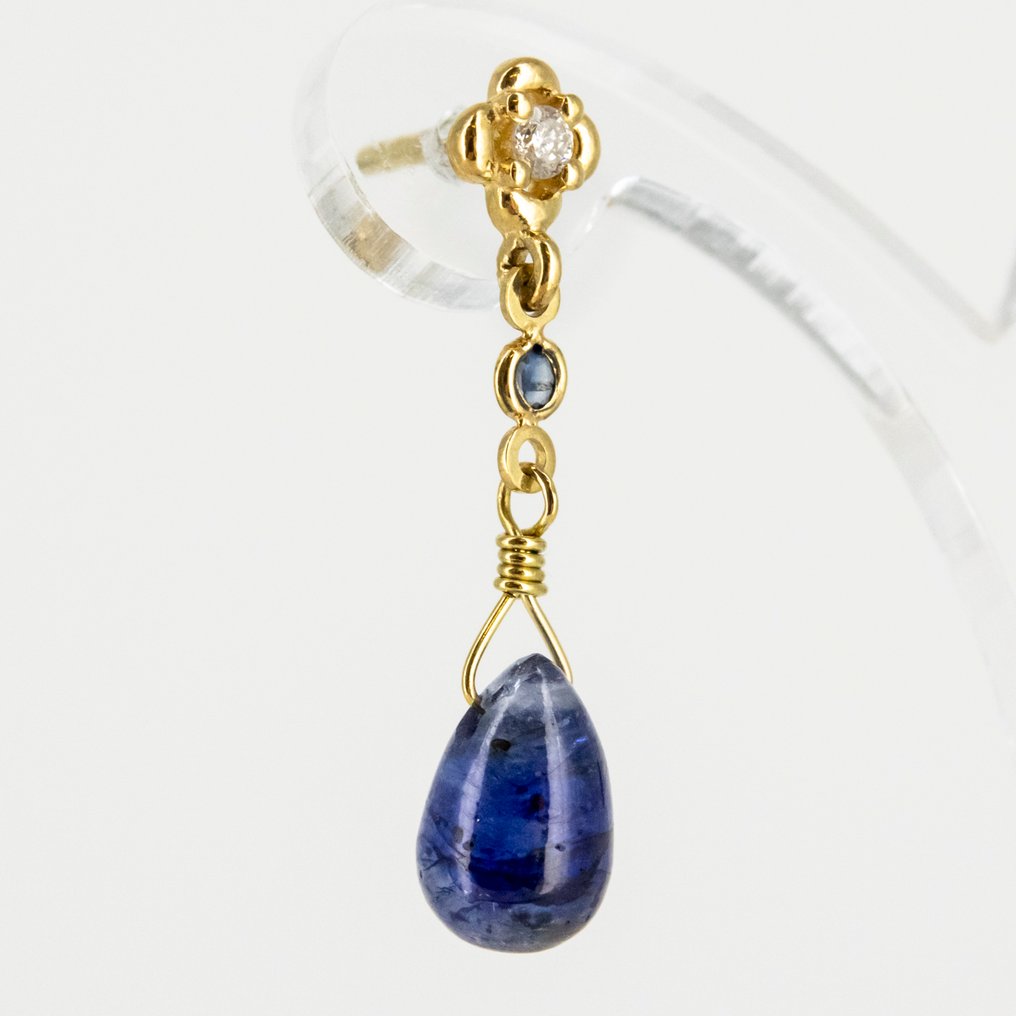 Σκουλαρίκια - 18 καράτια Κίτρινο χρυσό Ζαφείρι - Διαμάντι #1.0