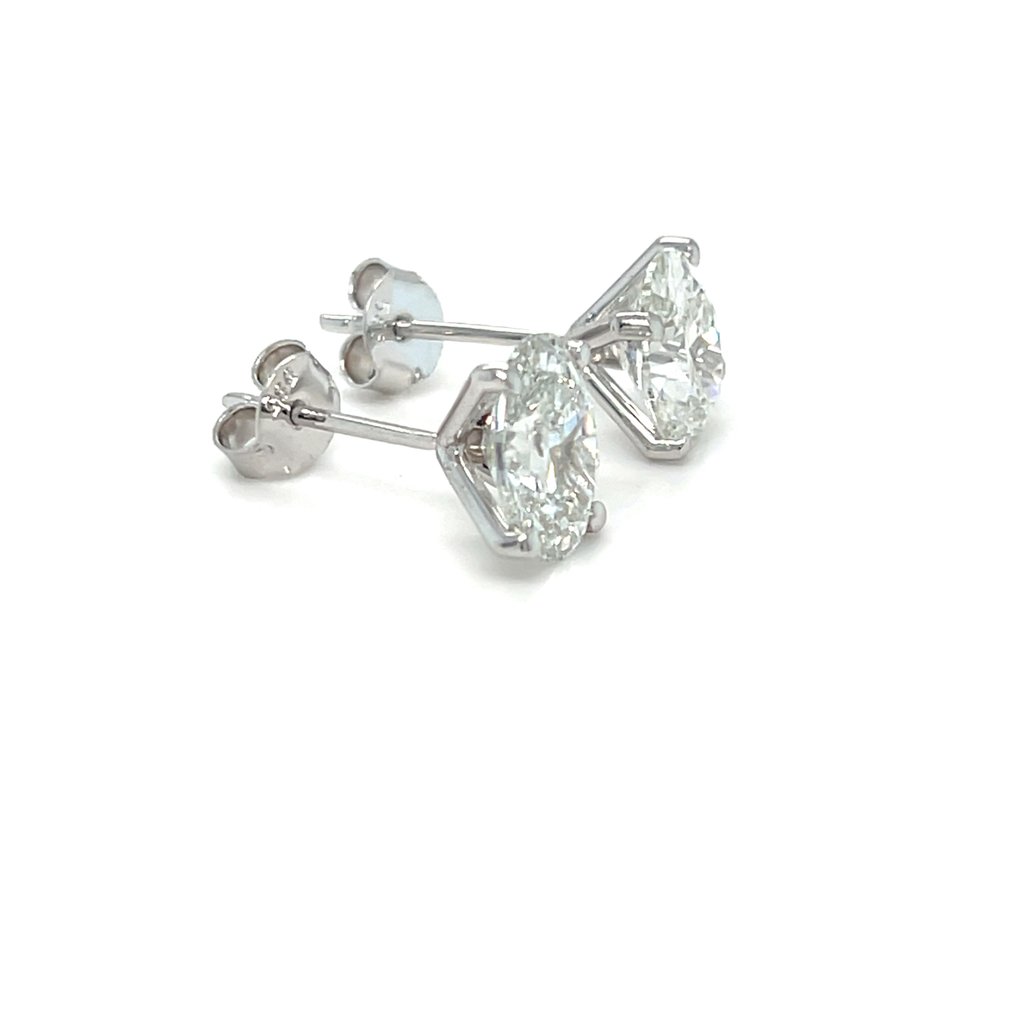 Σκουλαρίκια - 14 καράτια Λευκός χρυσός -  3.13ct. tw. Διαμάντι (Εργαστηριακής καλλιέργειας) #4.3