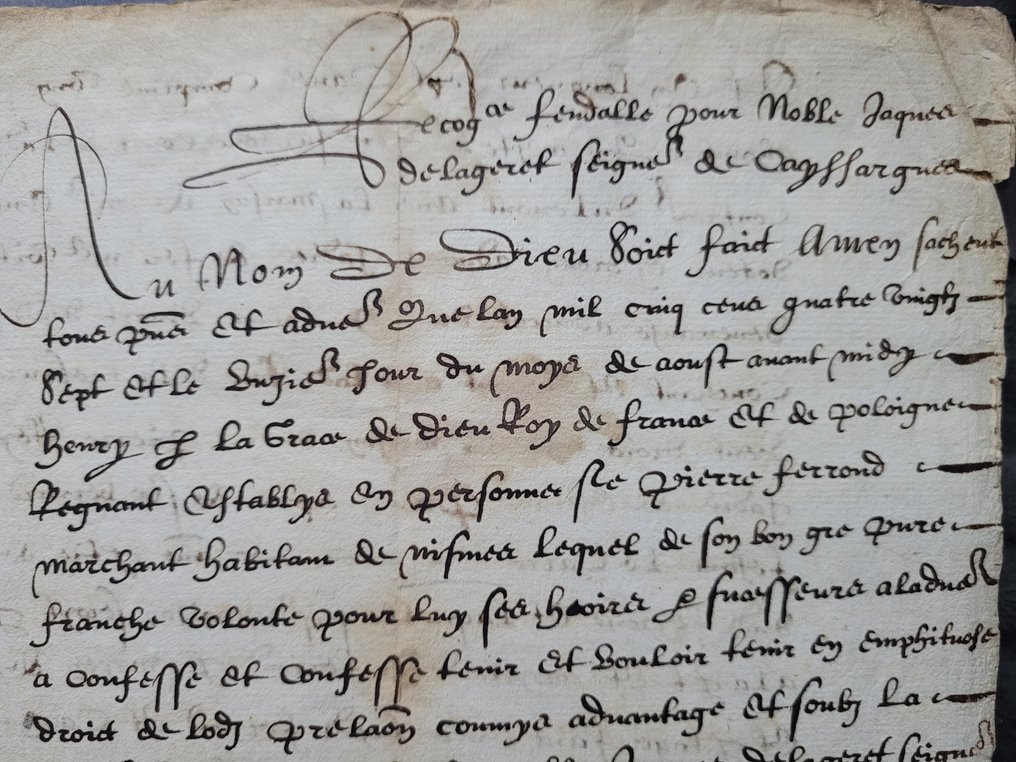 Divers - Acte notarié manuscrit en français ancien. - 1604 #2.1