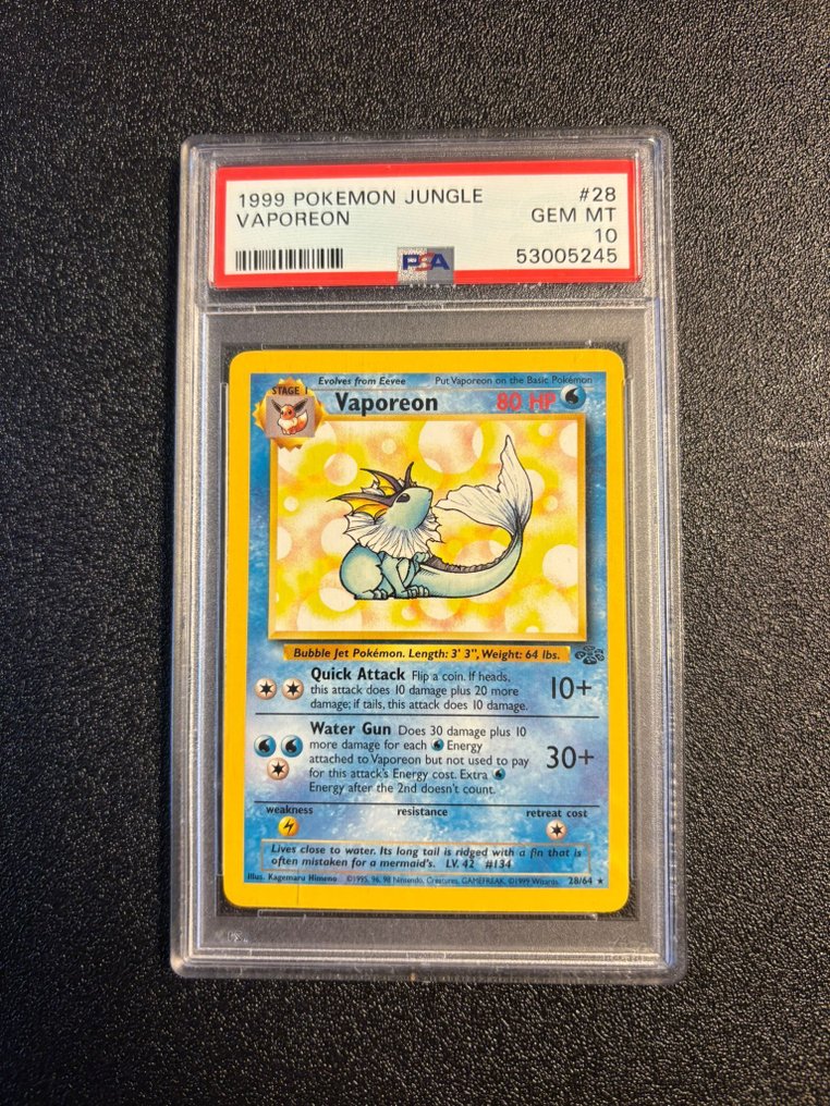 Pokémon - 1 Graded card - Vaporeon #28 - PSA 10 - WOTC - Jungle #1.0