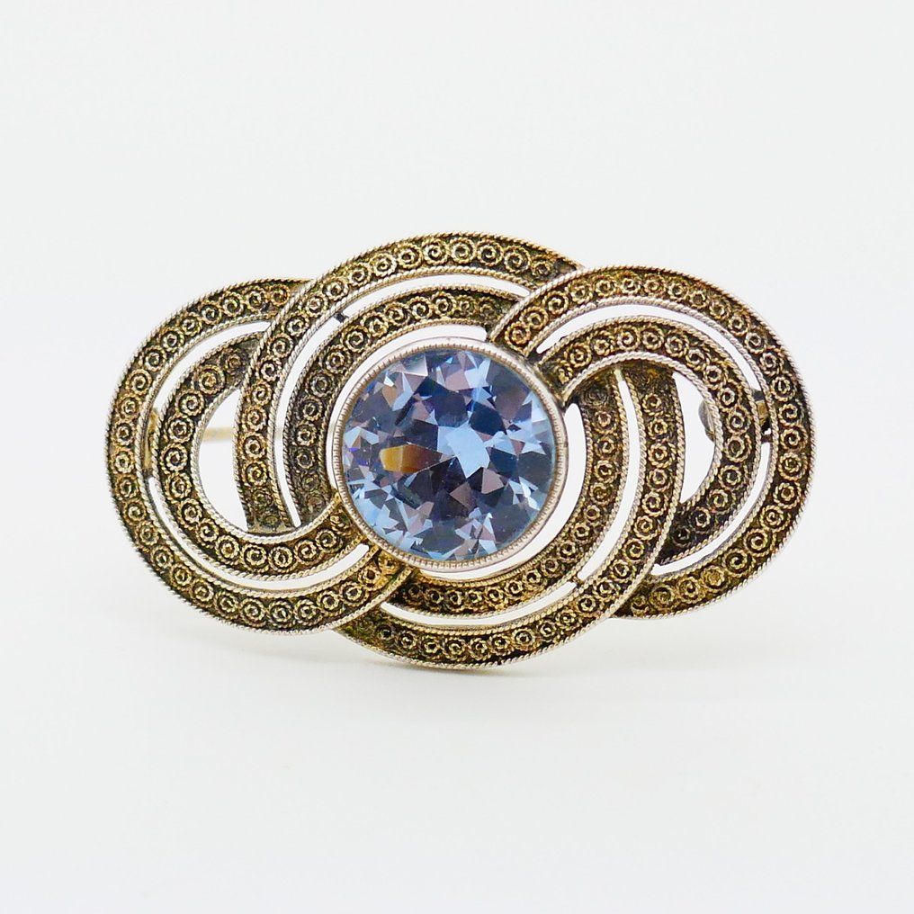 Theodor Fahrner - 尖晶石 - 銀, 鍍金 - 胸針 #2.1