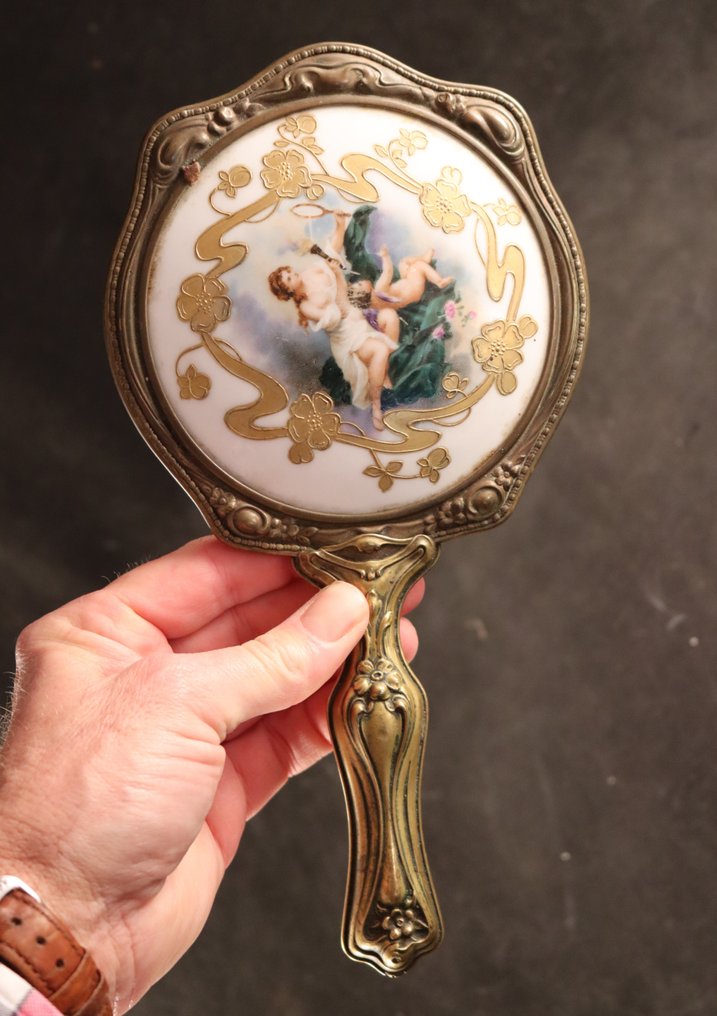 Art Nouveau - Specchio a mano - Vetro, Metallo #1.0