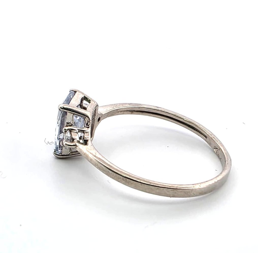 χωρίς τιμή ασφαλείας - Δαχτυλίδι - 18 καράτια Λευκός χρυσός Ακουαμαρίνης - Διαμάντι #1.0