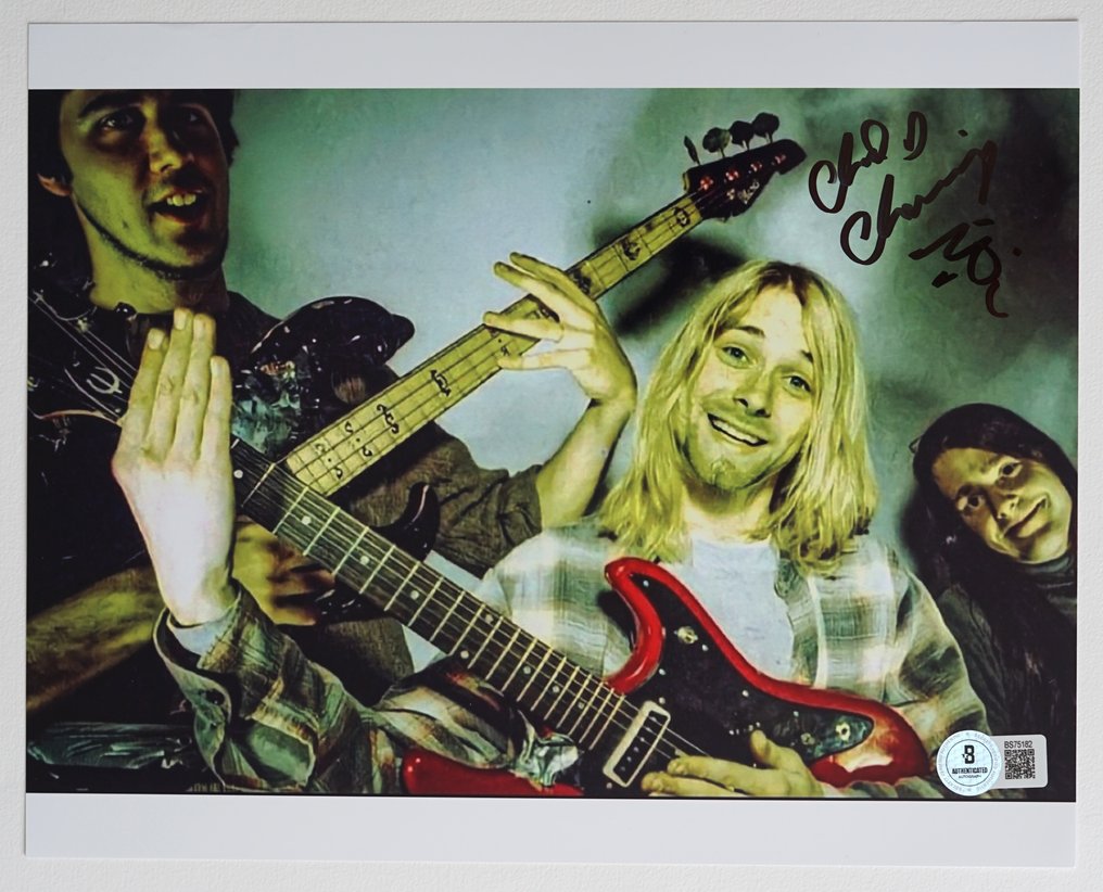 Nirvana, Chad Channing - Autogramm, Foto mit Beckett COA #1.0