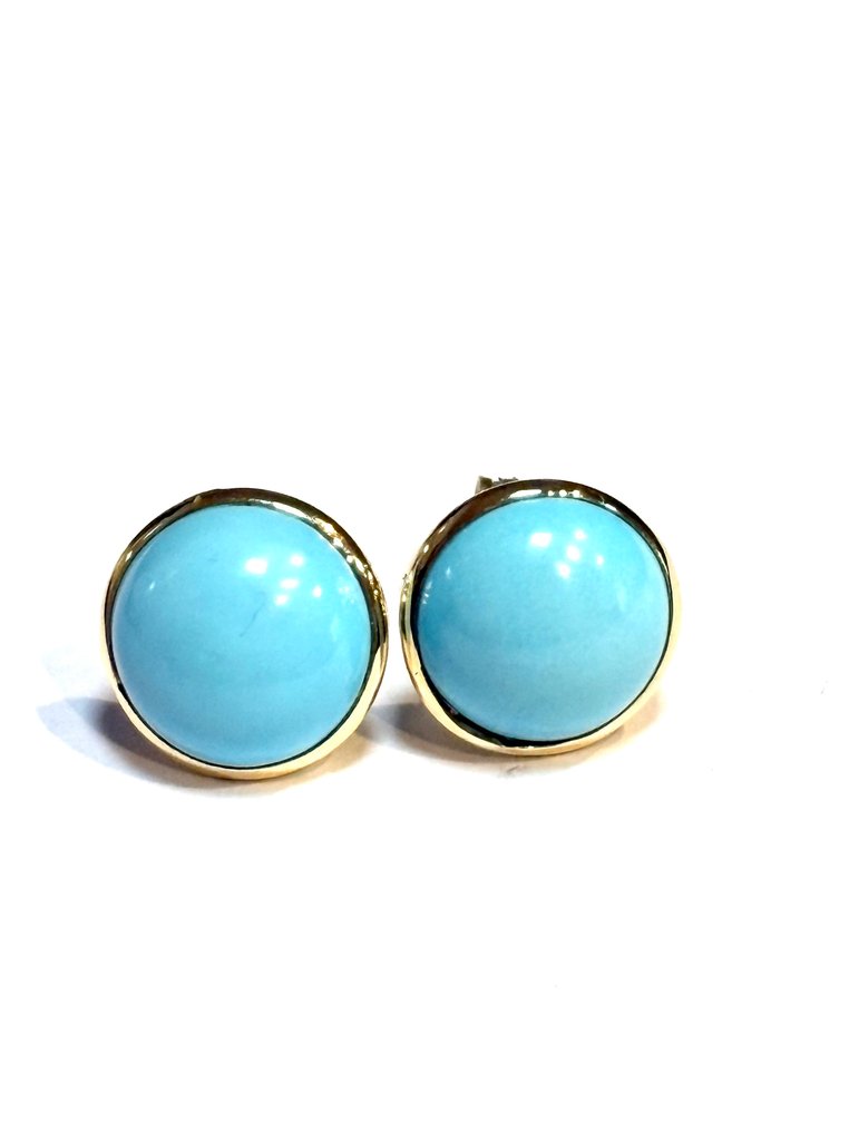 沒有保留價 - 耳環 - 18 克拉 黃金 綠松石 - 綠松石 #1.0