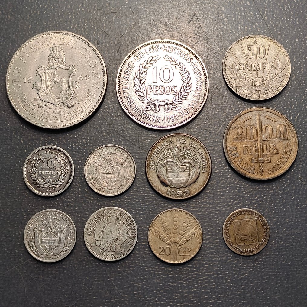 中美洲、南美洲和加勒比海. Lote de 11 monedas plata  (沒有保留價) #1.0