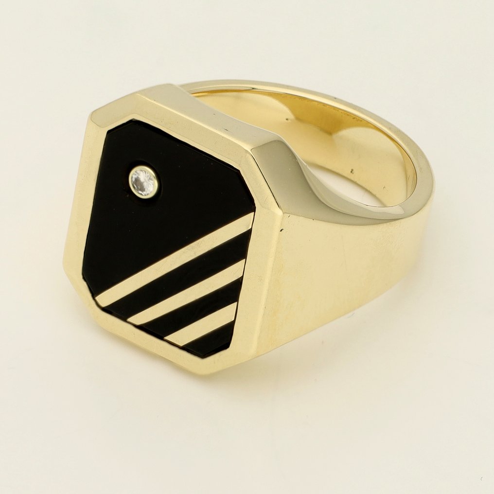 Δαχτυλίδι - 14 καράτια Κίτρινο χρυσό -  0.03ct. tw. Όνυχας - Διαμάντι #1.0