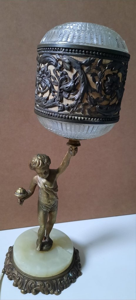 Lâmpada - Bronze, Cristal, Ónix - Putto Beeldlamp #1.0