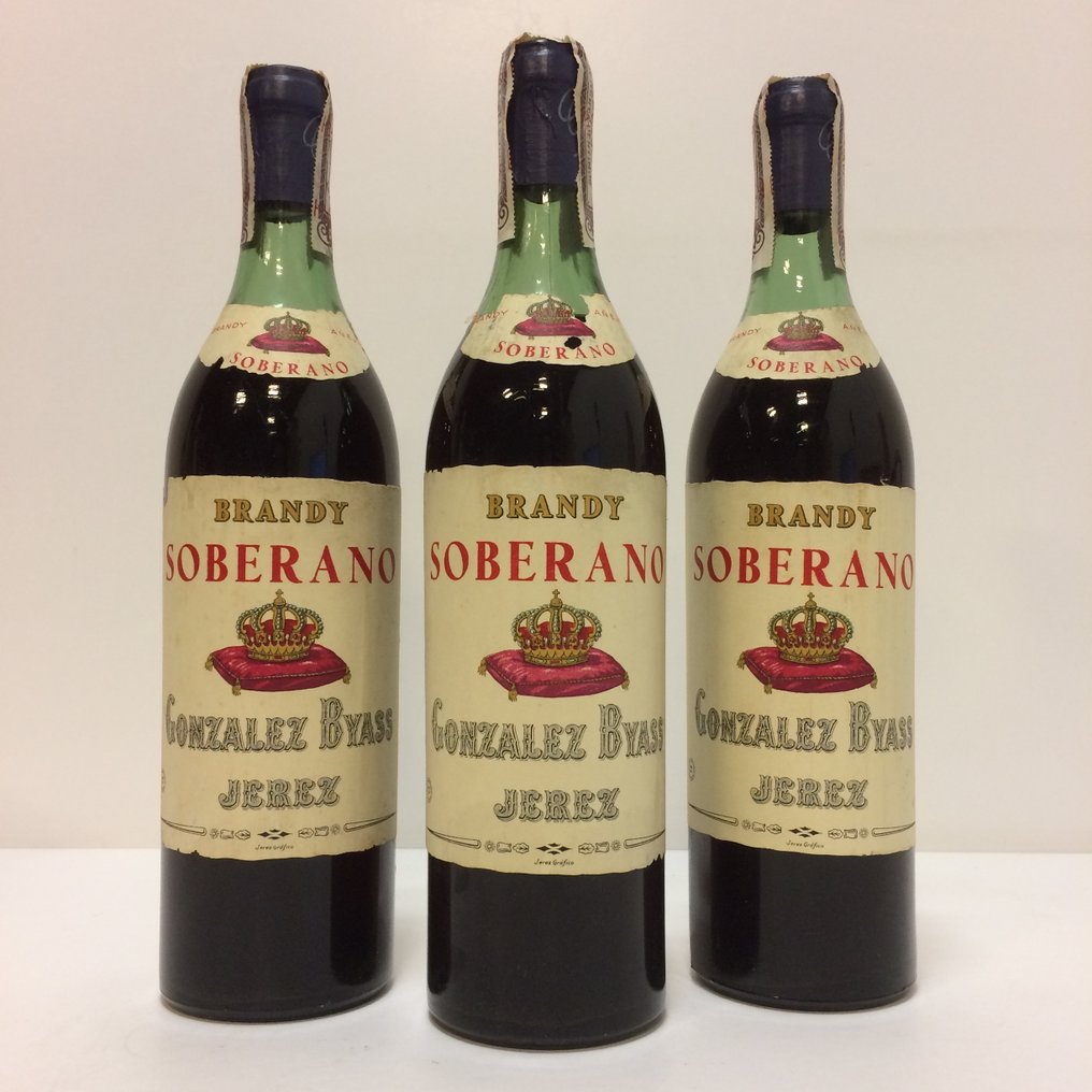 González Byass - Soberano, Brandy Jerezano - b. Δεκαετία του 1950, Δεκαετία του 1960 - n/a (75cl) - 3 μπουκαλιών #1.0