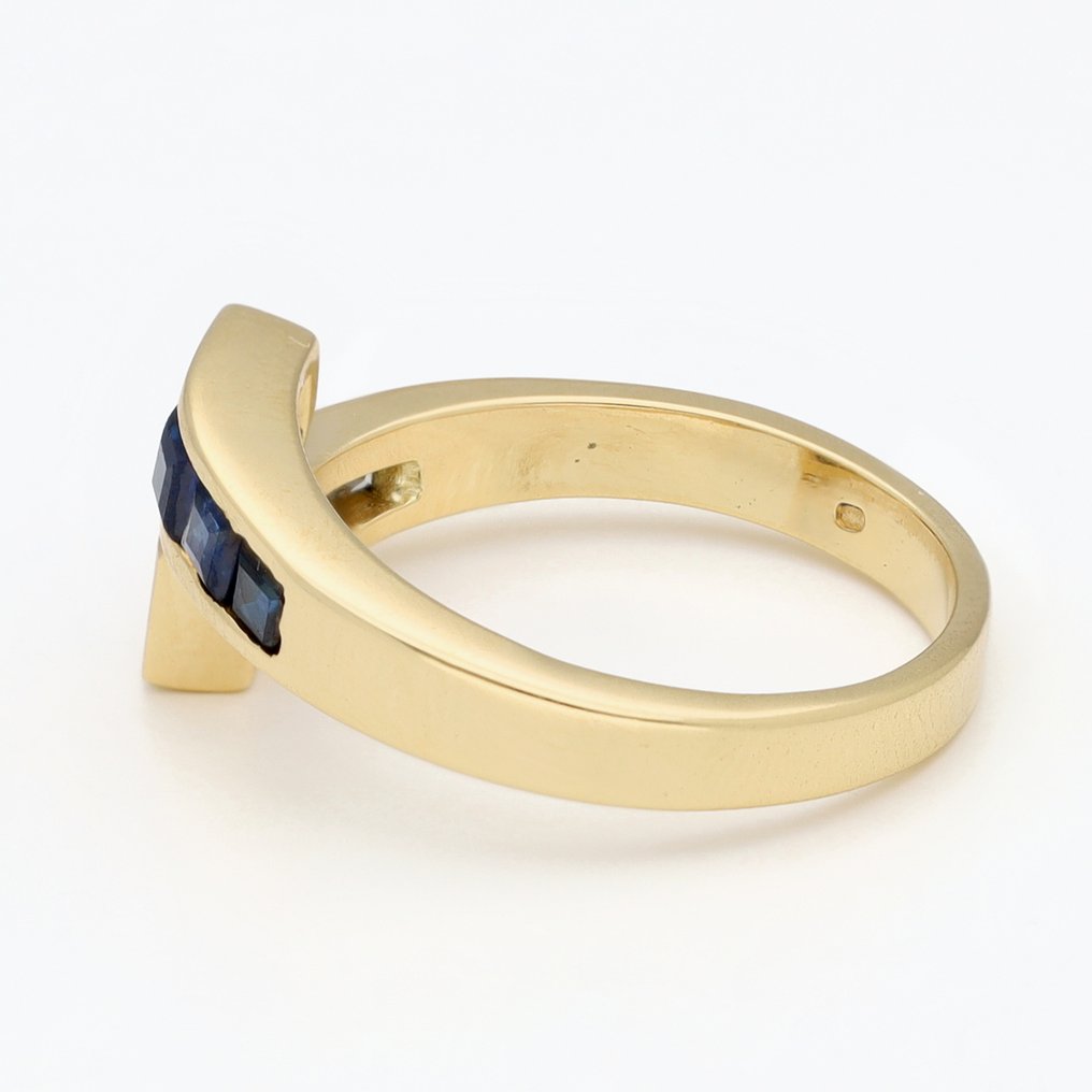 Ring - 18 kraat Gulguld Diamant (Natur)  - Saffier #2.1