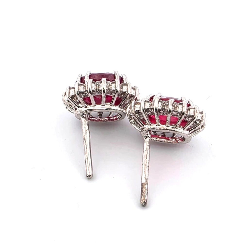 没有保留价 - 耳环 - 18K包金 白金 红宝石 - 钻石 #3.2