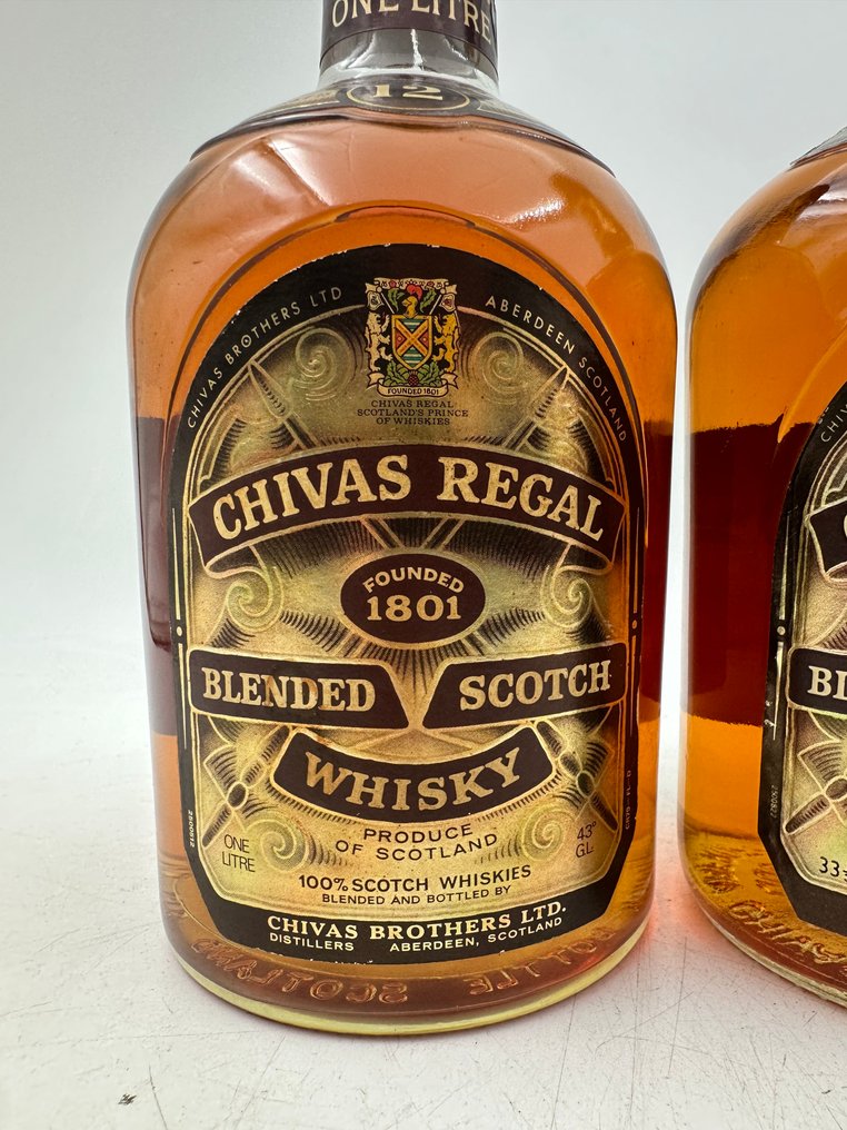 Chivas Regal 12 years old  - b. 1970s - 1 Litre, 33 1/3 fl. oz. - 2 bottles #3.2