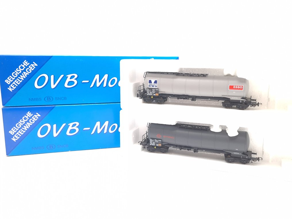 OVB-Models H0轨 - 模型火车货运车厢 (2) - 4台 Ermewa 和 Millet 的集装箱车 - NMBS #2.1