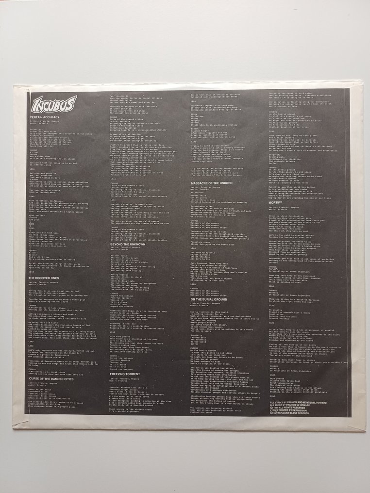 Incubus - Beyond The Unknown - Thrash, Death Metal Band - LP - 1st Pressing - 1990 #3.2