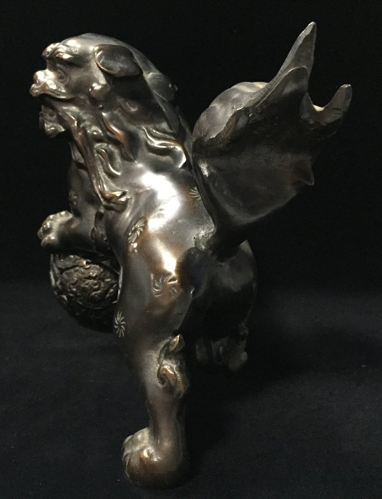 Guardian Metal dog / Japanese Vintage Metal Statue - 塑像 金属 - 日本  (没有保留价) #1.0