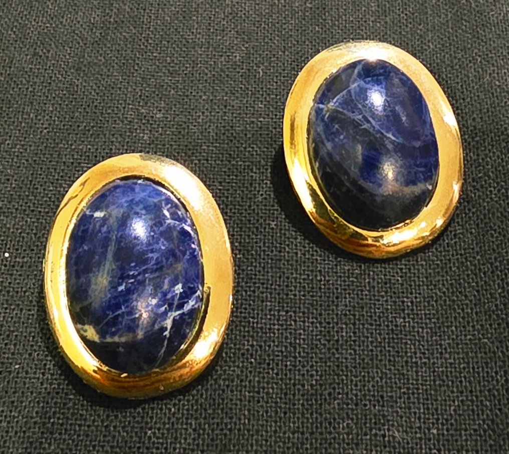 Swoboda - Placcato oro, Pierres Sodalite - Orecchini - Senza prezzo di riserva #2.1
