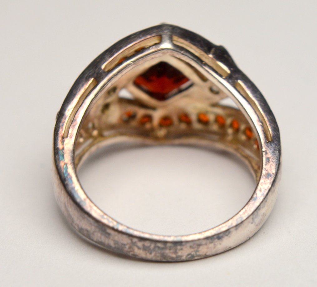 沒有保留價 - 戒指 925纯银 石榴石 - 红色布希米亚石榴石 #4.3