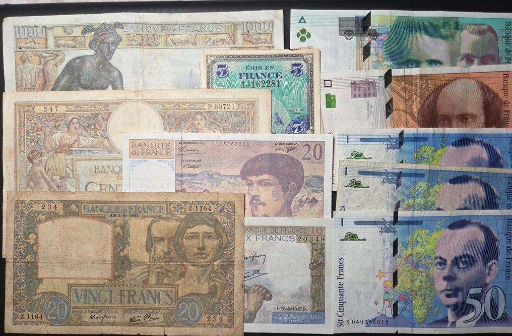 Frankrig. - 13 banknotes - Various Dates (Ingen mindstepris) #1.0