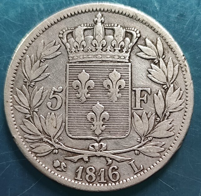 法国. Louis XVIII. 5 Francs 1816-L, Bayonne  (没有保留价) #1.0
